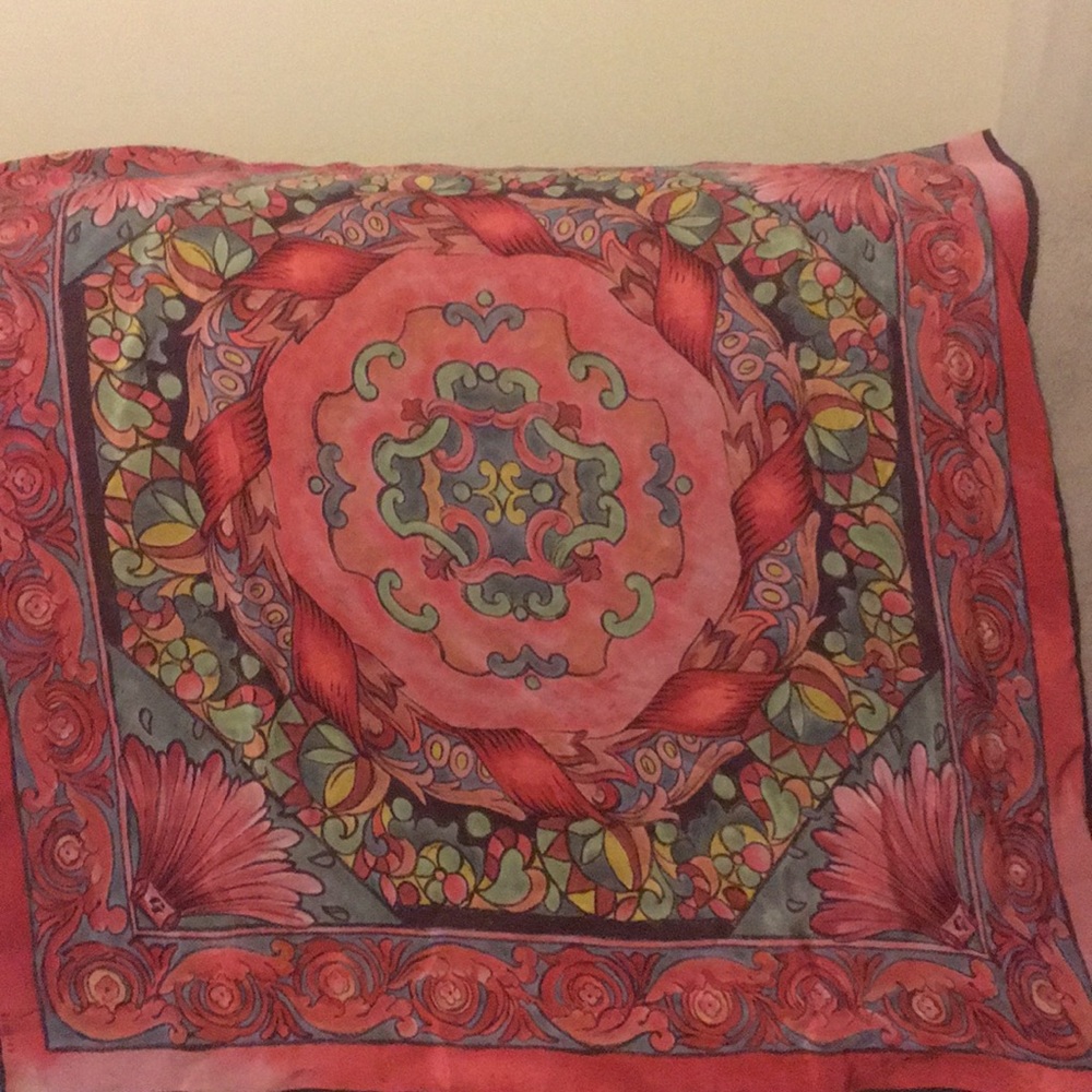 Silk square pink  pastel scarf